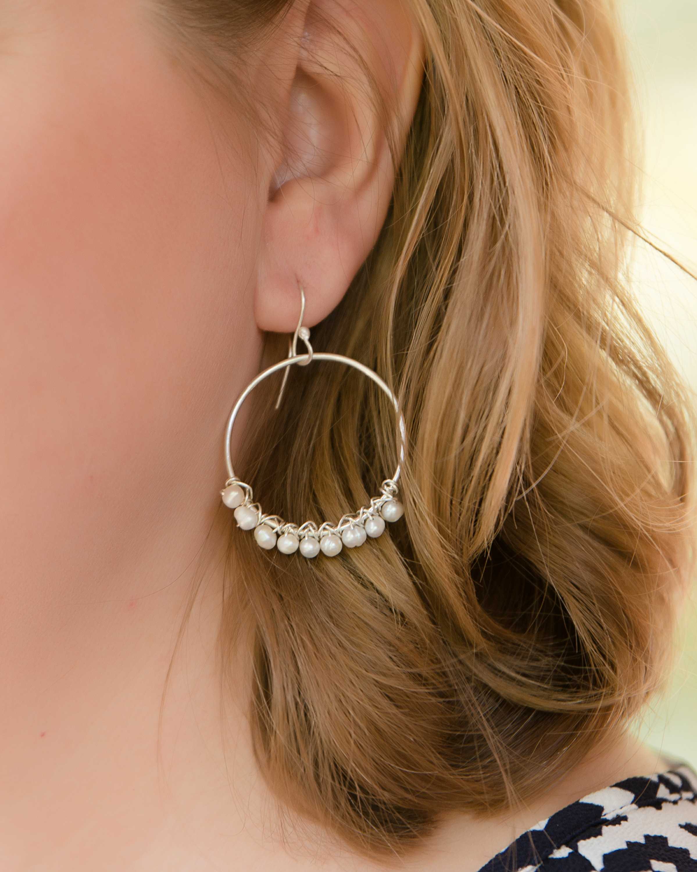 White pearl hoop earrings | Pearl hoop earrings, Pearl hoops, Pearl white
